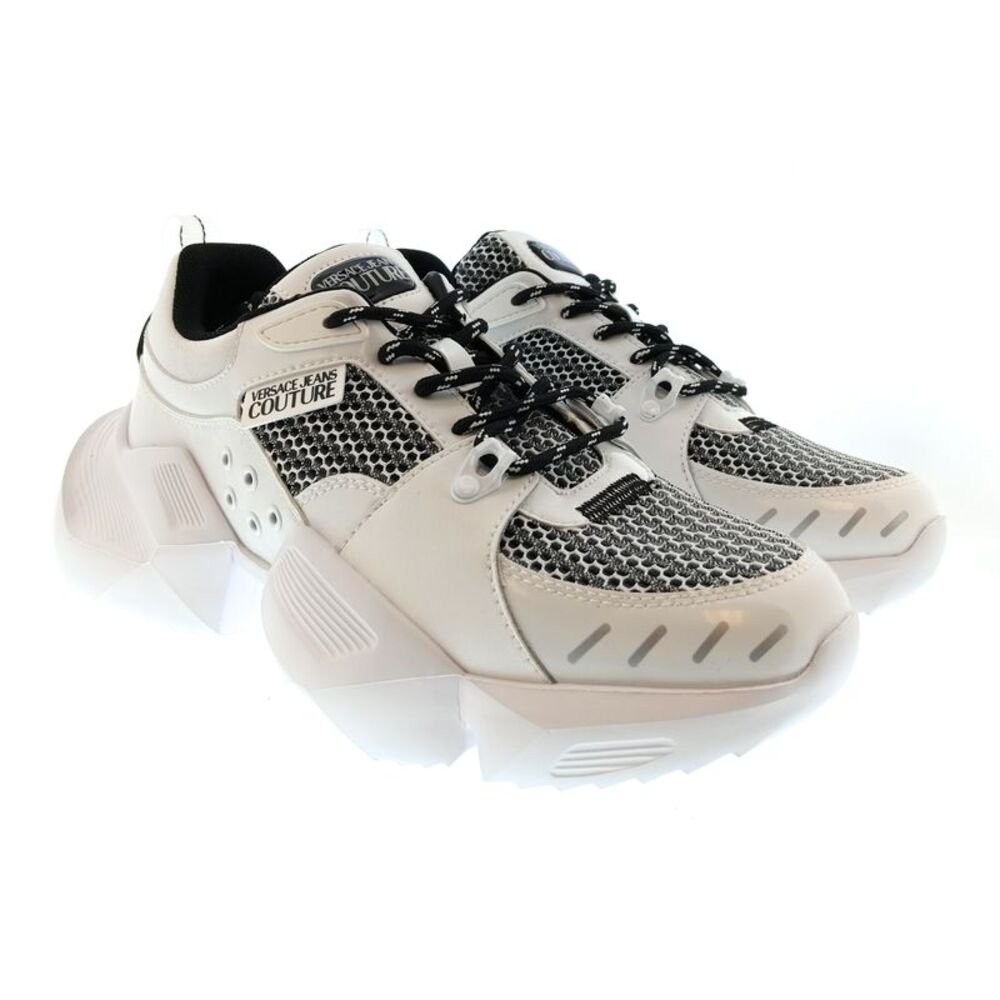 Versace Jeans Couture Mens White / Black Mesh Chunky Sneakers